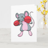 Carte Rat au combat de boxe avec gants de boxe (Fleur jaune)