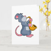 Carte Rat au music avec saxophone (Fleur jaune)