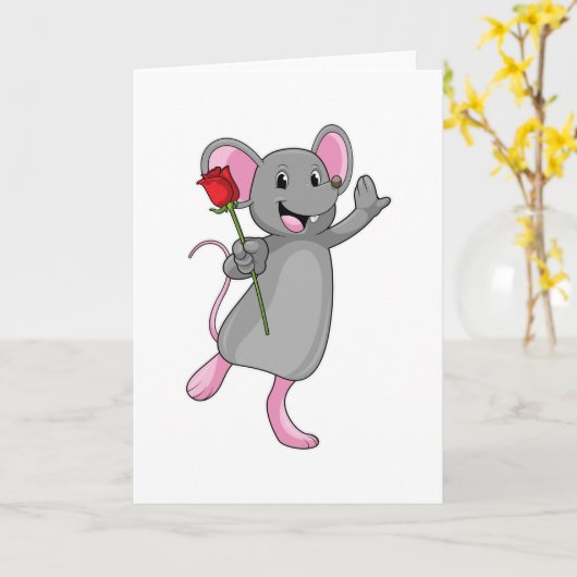 Carte Rat avec fleur de rose (Fleur jaune)