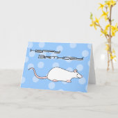 Carte Rat blanc animal. Anniversaire (Fleur jaune)