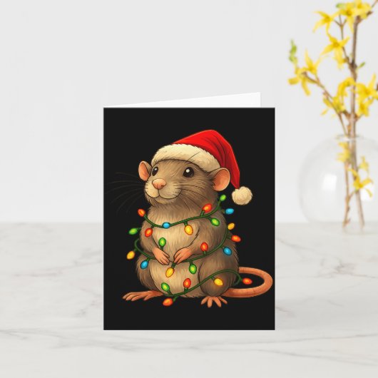 Carte Rat Christmas Pajama Funny Xmas Lights Animals Lov (Fleur jaune)