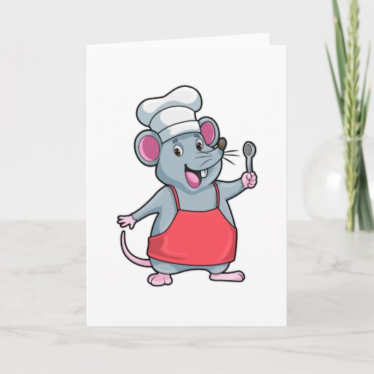 Carte Rat en tant que chef avec tablier de cuisine et cu (Devant)