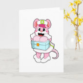 Carte Rat en tant qu'infirmière avec boîte (Fleur jaune)