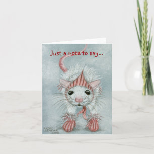 Carte Rat portant Babushka & Mittens, Note Card