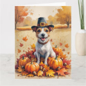 Carte Rat Terrier À L'Automne Laisse L'Art Thanksgiving (Devant)