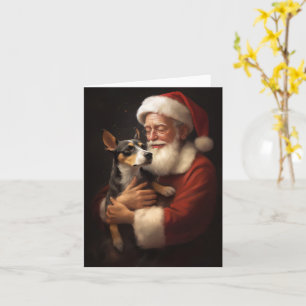 Carte Rat Terrier Avec Noël Festif Du Père Noël