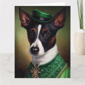 Carte Rat Terrier Chien en robe de fête St. Patrick (Devant)