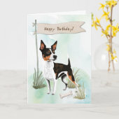 Carte Rat Terrier Chien Se Reproduire En Plein Air Sous (Fleur jaune)