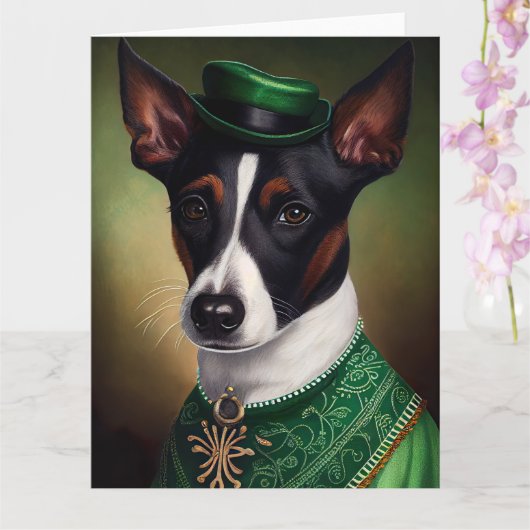 Carte Rat Terrier en robe de la Saint-Patrick (Orchidée)