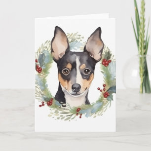 Carte Rat Terrier Fête de Noël Wreath Pup