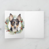 Carte Rat Terrier Fête de Noël Wreath Pup (Intérieur)