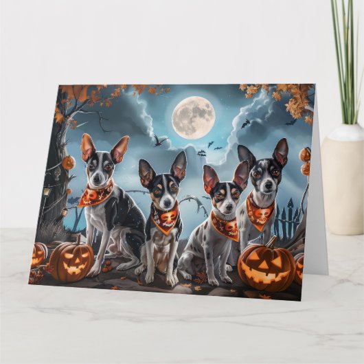 Carte Rat Terrier Halloween Éffrayant (Devant)