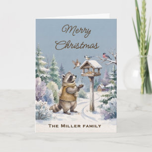 Carte Raton Cozy & Oiseaux Forêt Enneigée Noël Personnal