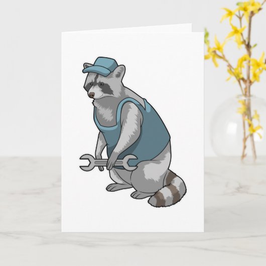 Carte Raton laveur artisan avec clé (Fleur jaune)