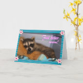 Carte Raton laveur bientôt (Fleur jaune)