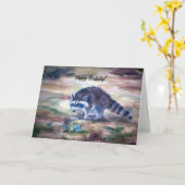 Carte Raton laveur ce qui est ce Birtday (Fleur jaune)