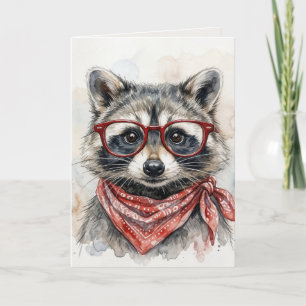 Carte Raton laveur d'anniversaire portant des lunettes r