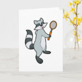 Carte Raton laveur en joueur de tennis avec raquette de  (Fleur jaune)