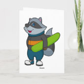 Carte Raton laveur en snowboardeur avec planche à neige (Dos)