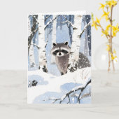 Carte Raton laveur Hiver (Fleur jaune)