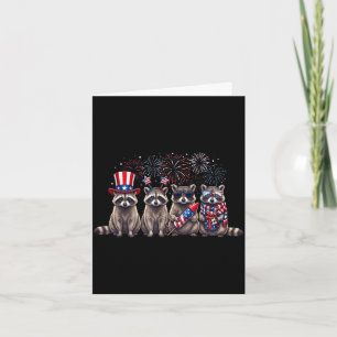 Carte Raton laveur mignon patriotique États-Unis hommes