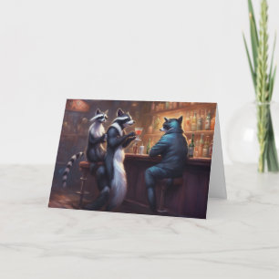 Carte Raton laveurs buvant dans un bar qui parlent à tor