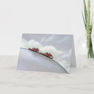 Carte Rats de course skiant vers le bas fun art de rat u