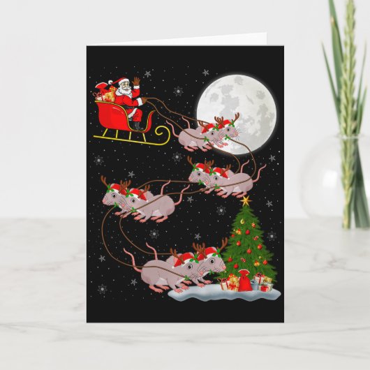 Carte Rats Santa Sleigh Flying Funny Magical Christmas P (Devant)