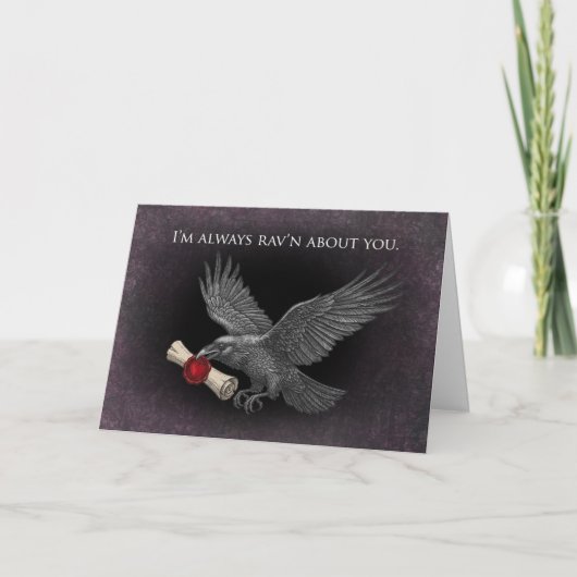 Carte Raven Love Messenger Gothic Dark Valentine Love (Devant)