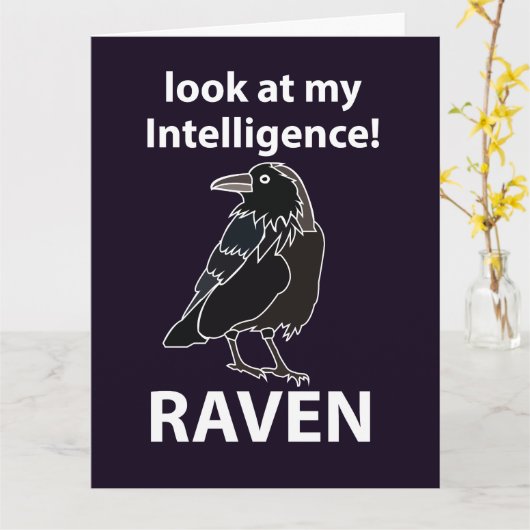 Carte Raven Regarde Mon Corbeau D'Intelligence (Fleur jaune)