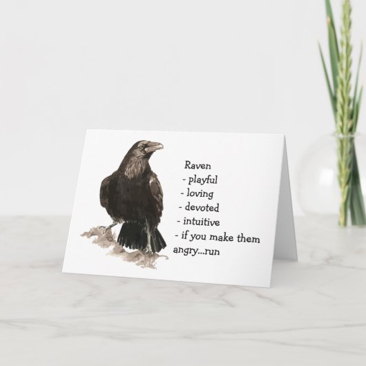 Carte Raven Totem, Animal Guide Funny Birthday (Devant)