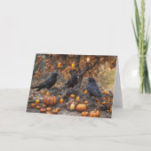 Carte Ravens Corbeaux avec bougies Citrouilles Edgar All (Devant)