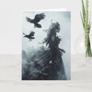 Carte Ravens gothiques et déesse Halloween Salutation