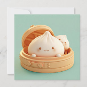 Carte Raviolis de pâte cuits à la vapeur dans un panier