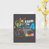Carte Rawr I'm 4 4th Birthday T Rex Dinosaur Funny Party (Fleur jaune)