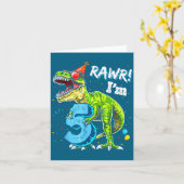 Carte Rawr I'm 5 5th Birthday T Rex Dinosaur Funny Party (Fleur jaune)