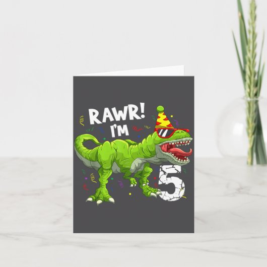 Carte Rawr I'm 5 5th Birthday T Rex Dinosaur Funny Party (Devant)