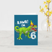 Carte Rawr I'm 6 6th Birthday T Rex Dinosaur Funny Party (Fleur jaune)