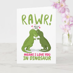 Carte Rawr signifie que je t'aime en dinosaure Valentine