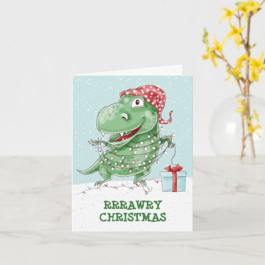Carte Rawry Christmas Silly Dinosaur (Fleur jaune)