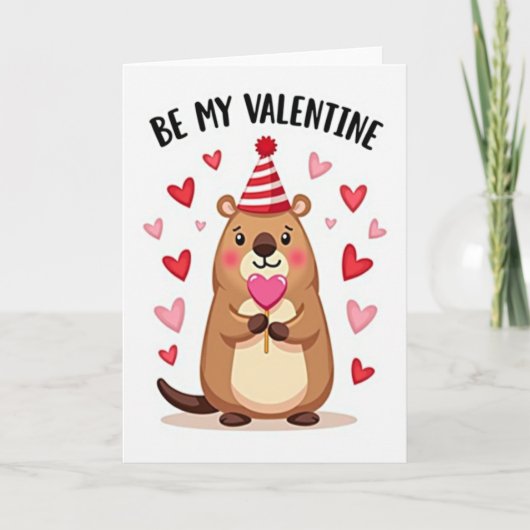 Carte rayée de la Saint-Valentin pour mon castor (Devant)