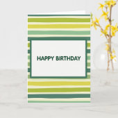 Carte rayée verte joyeuse (Fleur jaune)