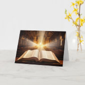Carte Rayons de lumière de la Bible ouverte (Fleur jaune)