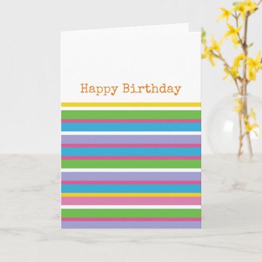 Carte Rayures Colorées Joyeux Anniversaire Prépa Mode Hi (Fleur jaune)