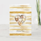 Carte Rayures dorées cœurs amour (Devant)
