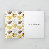 Carte Rayures dorées cœurs amour (Intérieur)