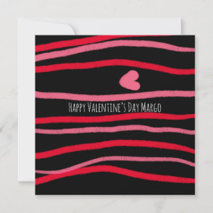 Carte Rayures et cœur noir de la Saint-Valentin Doodles