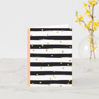 Carte Rayures noires et blanches avec motif de confettis