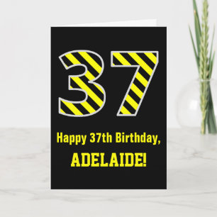 Carte Rayures noires et jaunes "37"; 37e anniversaire + 