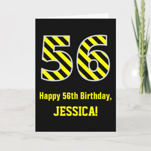 Carte Rayures noires et jaunes "56" ; 56e anniversaire +